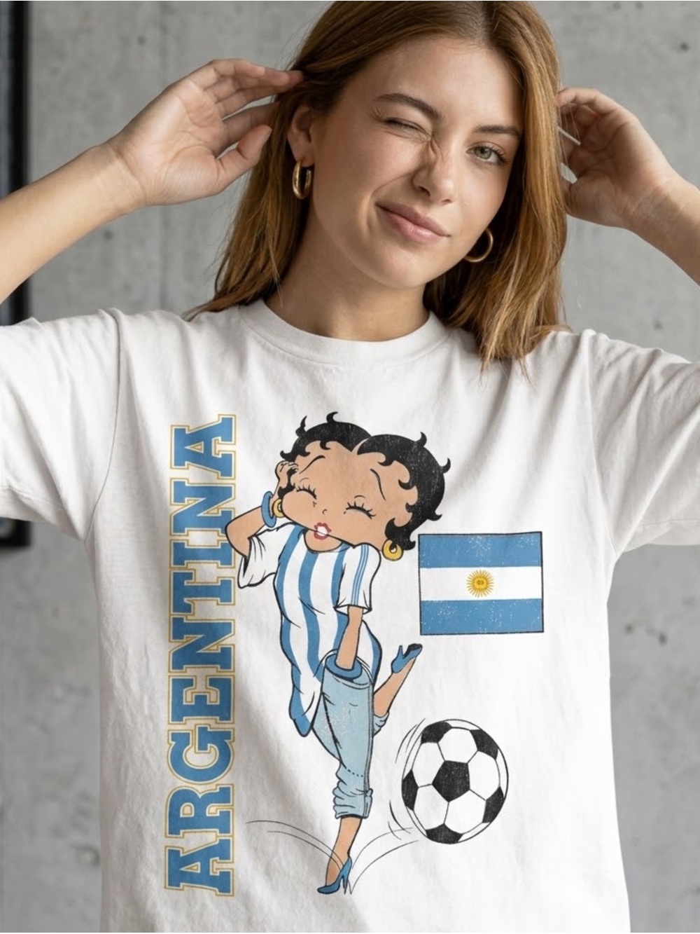 Betty Boop Argentina Football Women in White